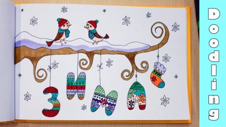 Новогодний скетч фломастерами