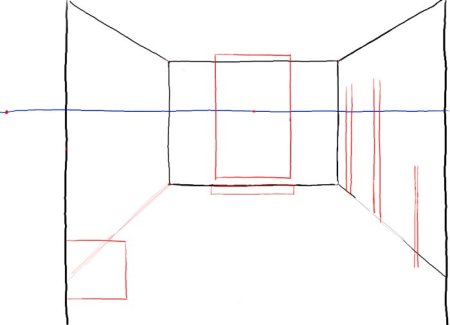 Поэтапное рисование комнаты в перспективе
