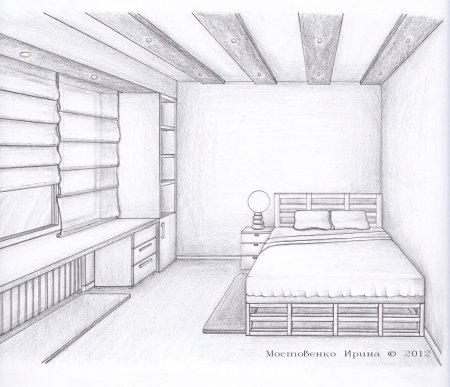 Интерьер ко́мнаты в карандаша