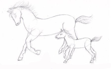 Лошадь сбоку схематичнморда поэтппго