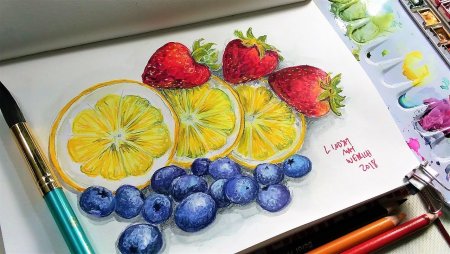 Рисунки фруктов фломастерами