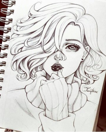 Скетчбук лица карандашом