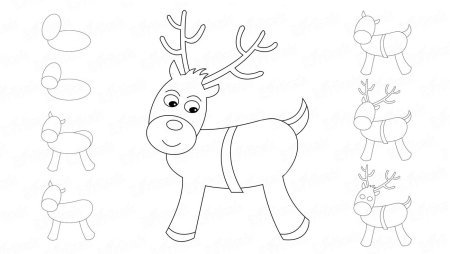 Поэтапное рисование оленя для дошкольников