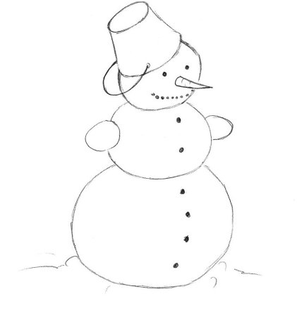 Новогодний Снеговик карандашом