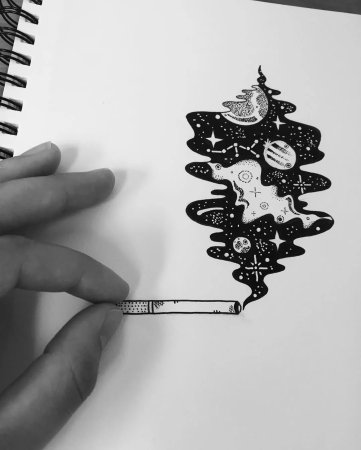 Маленькие рисунки черной ручкой