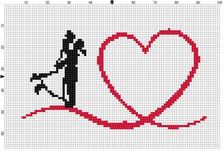 Вышивка по вязаному сердечки