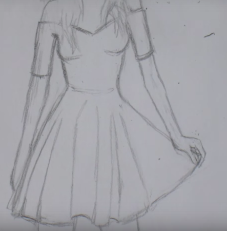 Девушка в платье карандашом для срисовки