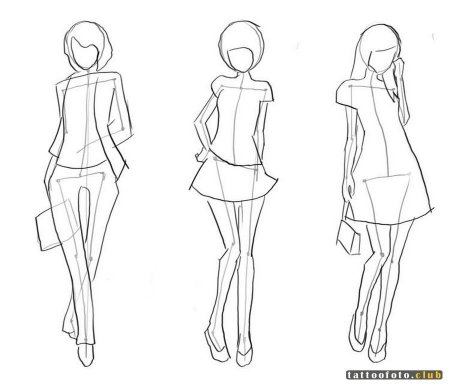 Рисунок человека в полный рост карандашом в одежде