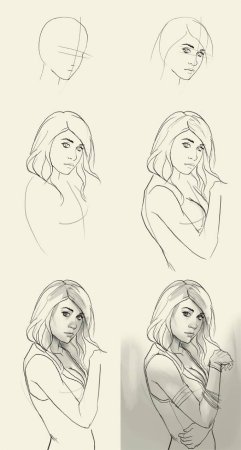 Пошаговое рисование девушки