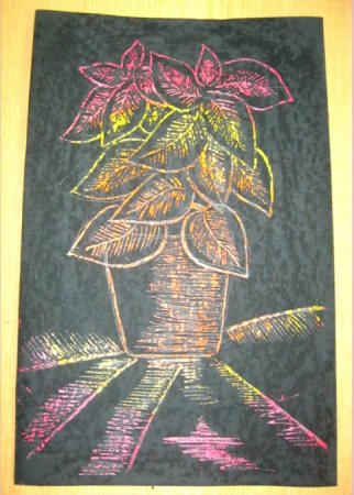 Цветы в технике граттаж