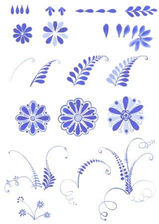 Гжель роспись элементы росписи