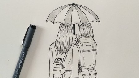 Подруги простым карандашом