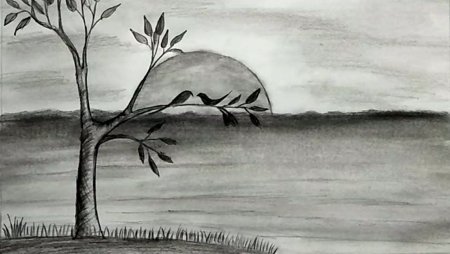 Пейзаж карандашом