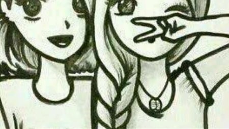 Рисунки подружек легкие карандашом для новичка