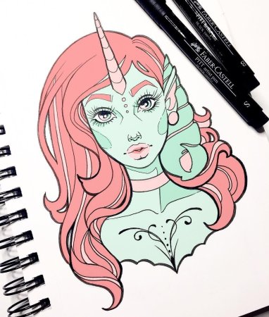 Рисунки девушек карандашом в стиле арт
