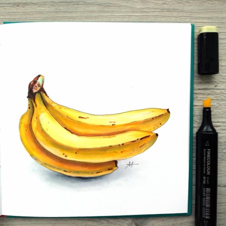 Фрукты скетч маркерами