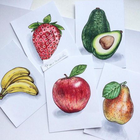 Фрукты маркерами