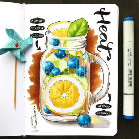 Скетчинг маркерами ягоды