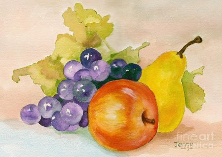 Натюрморт с фруктами акварелью