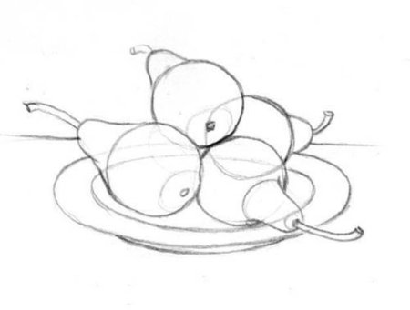 Натюрморт с фруктами поэтапное рисование