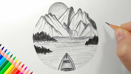 Пейзаж простым карандашом