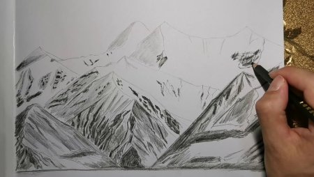 Горы рисунок карандашом легко