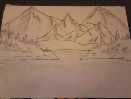 Природа горы карандашом