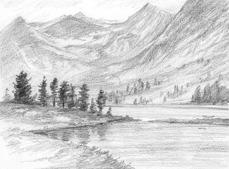 Горы поэтапное рисование