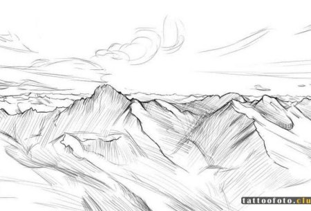 Перспектива горы карандашом