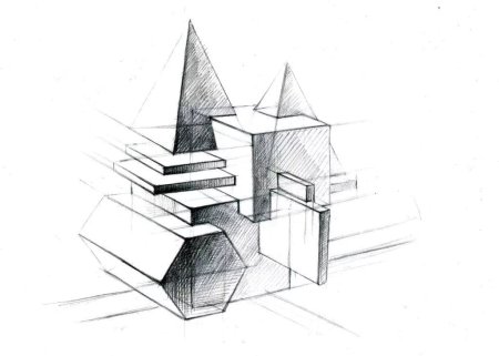 Архитектурная композиция из геометрических фигур