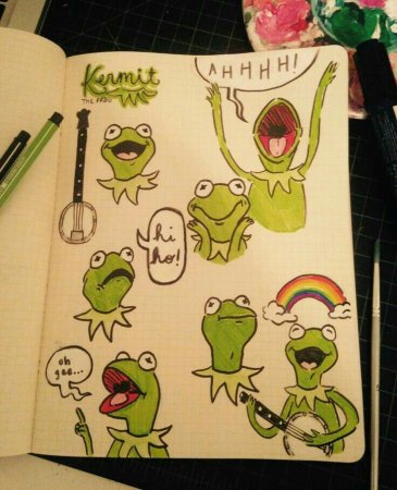 Странные рисунки красками для скетчбука