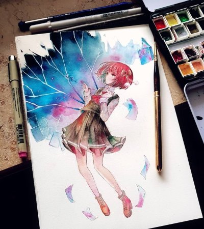 Аниме акварелью