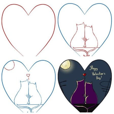 Валентинка рисунок карандашом