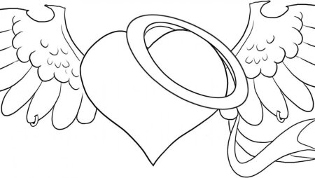 Раскраски сердечки с крыльями