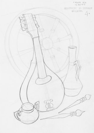 Тематический натюрморт музыкальные инструменты легко