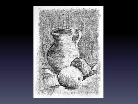 Изображение натюрморта графическими материалами