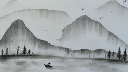 Пейзажи нарисованные углем