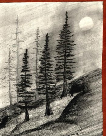 Пейзаж углем