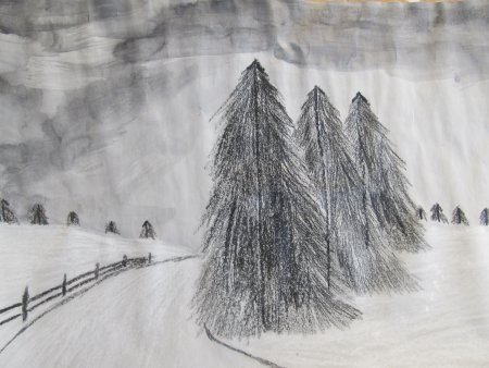 Пейзаж углем