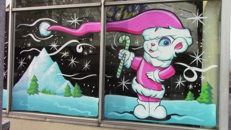 Лёгкие новогодние рисунки на окнах