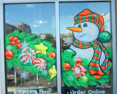 Новогодние рисунки на стекле легко