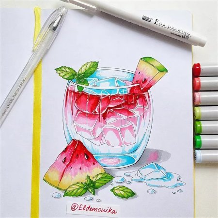 Рисунки для скетчбука лёгкие еда