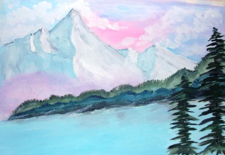 Пейзаж гуашью для начинающих легкие
