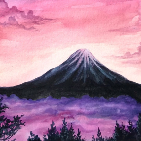 Пейзаж гуашью