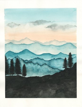 Горы акварелью