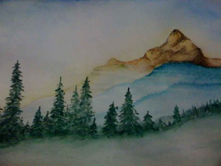 Пейзаж акварелью для начинающих пошагово горы