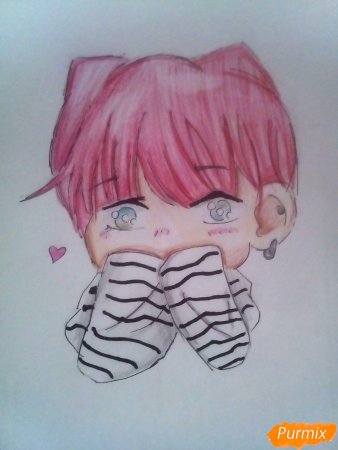 БТС аниме карандашом Чимин