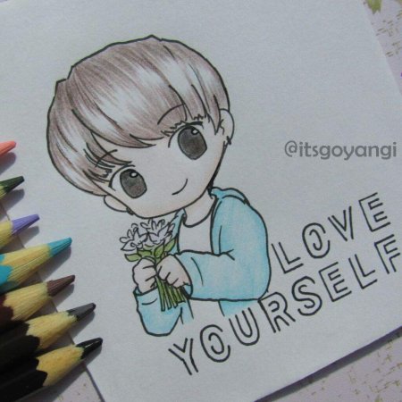 БТС Чиби акварелью легко