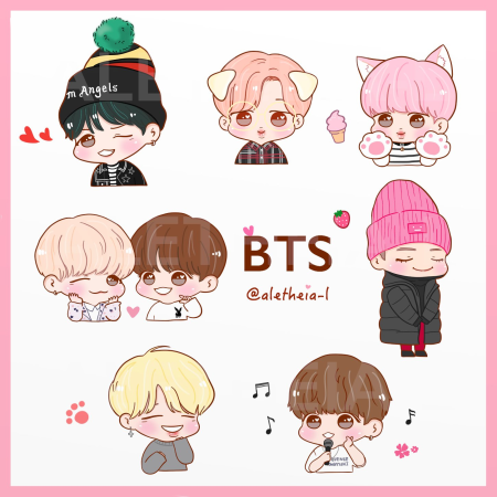 Стикеры БТС мультяшки