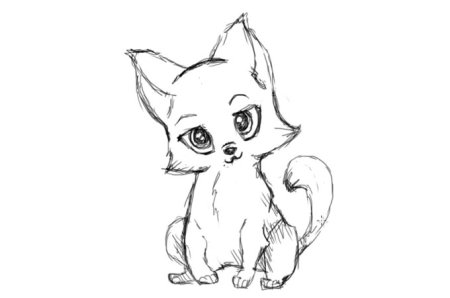 Котята для срисовки карандашом легкие